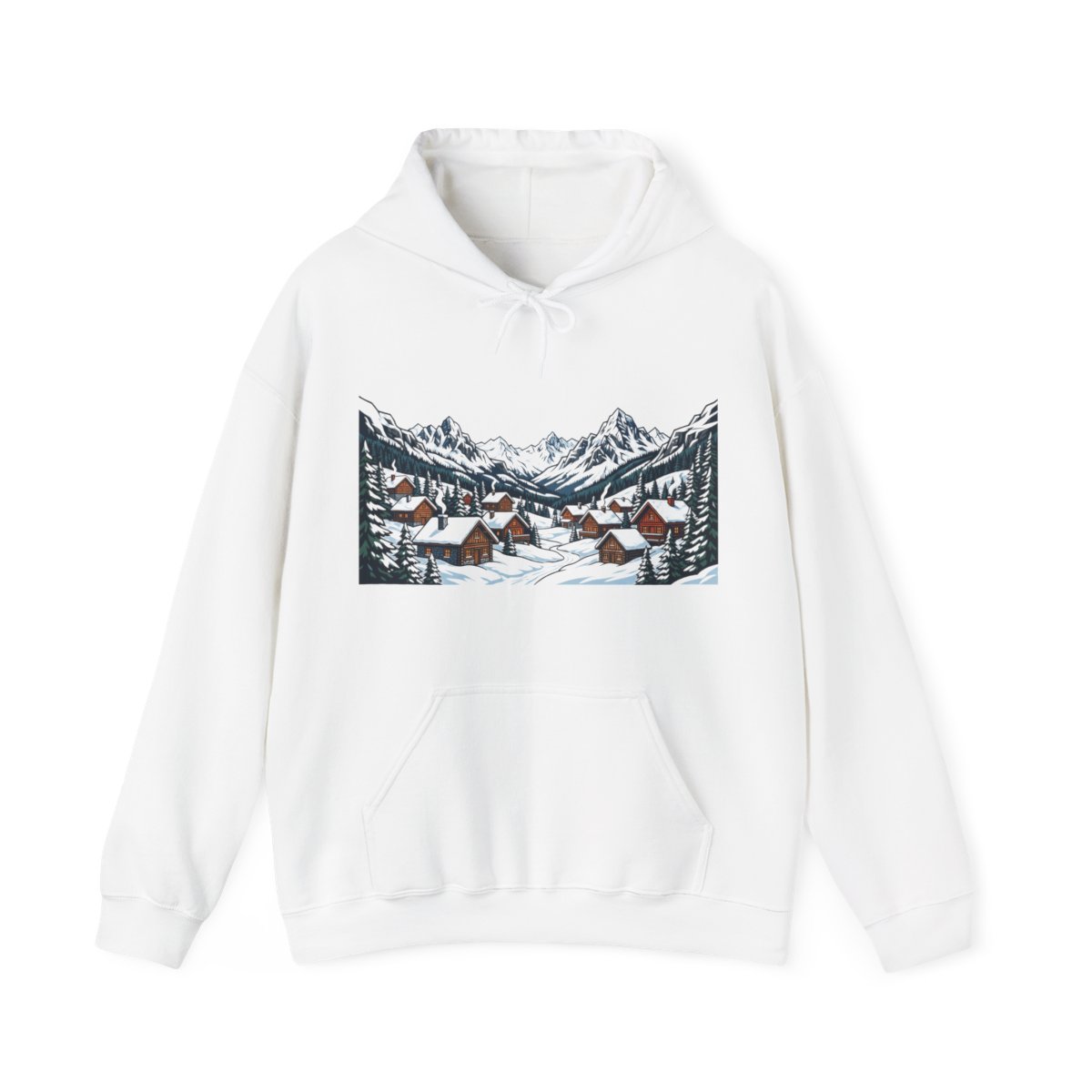 Alpine Chalet In Winter Snow - Hoodie