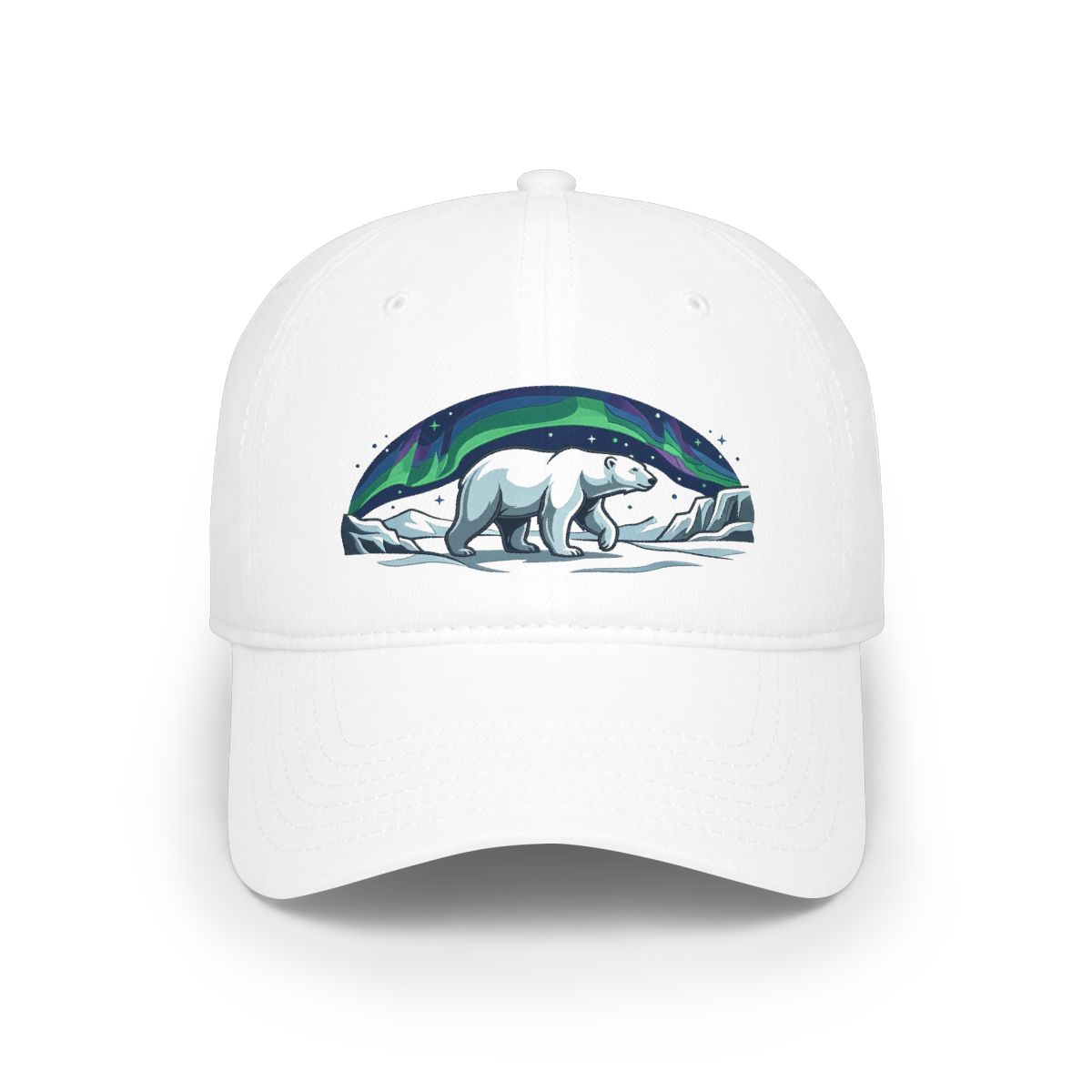 Arctic Polar Bear Under Aurora Borealis - Cap