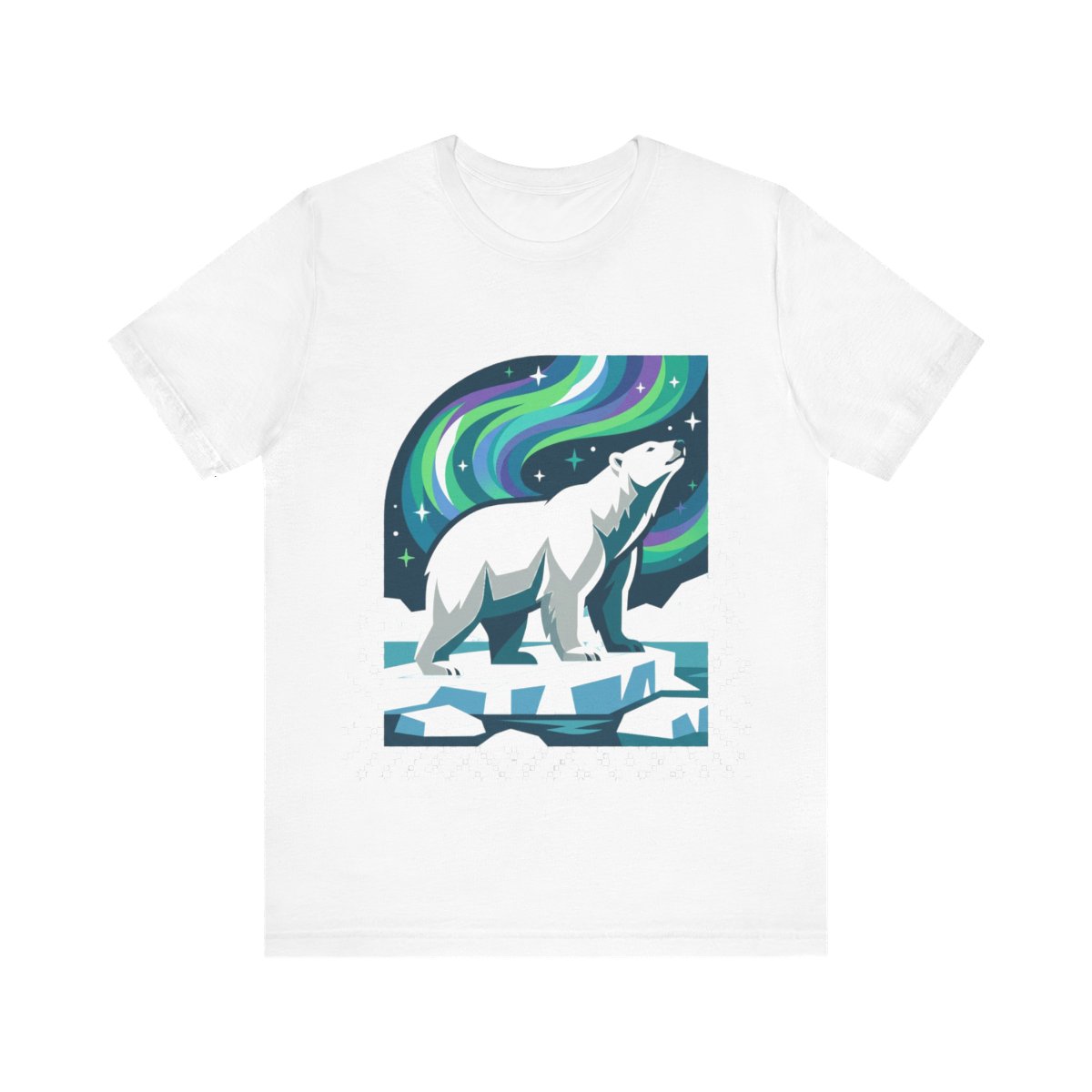 Arctic Polar Bear Under Aurora Borealis - Tshirt