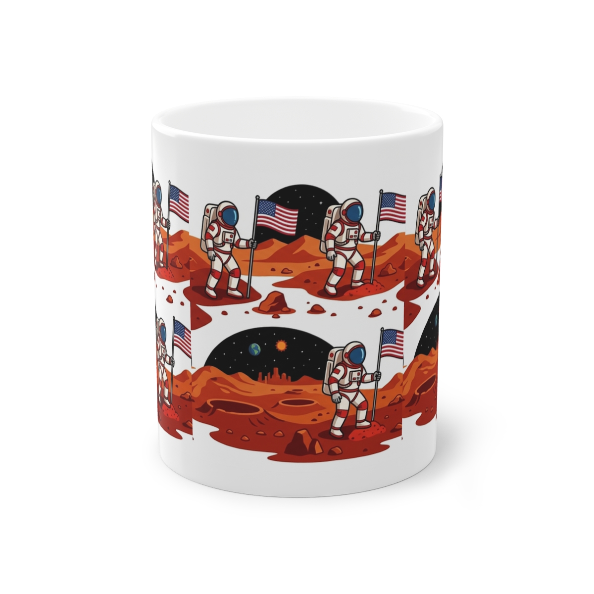 Astronaut Planting Flag On Mars - Mug