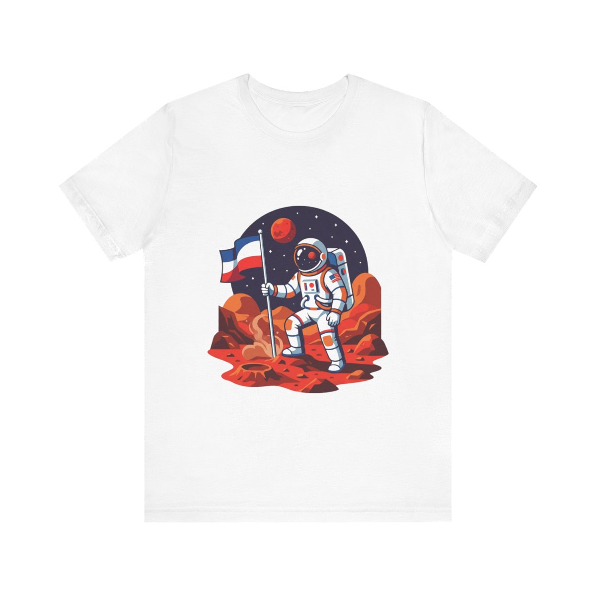 Astronaut Planting Flag On Mars - Tshirt