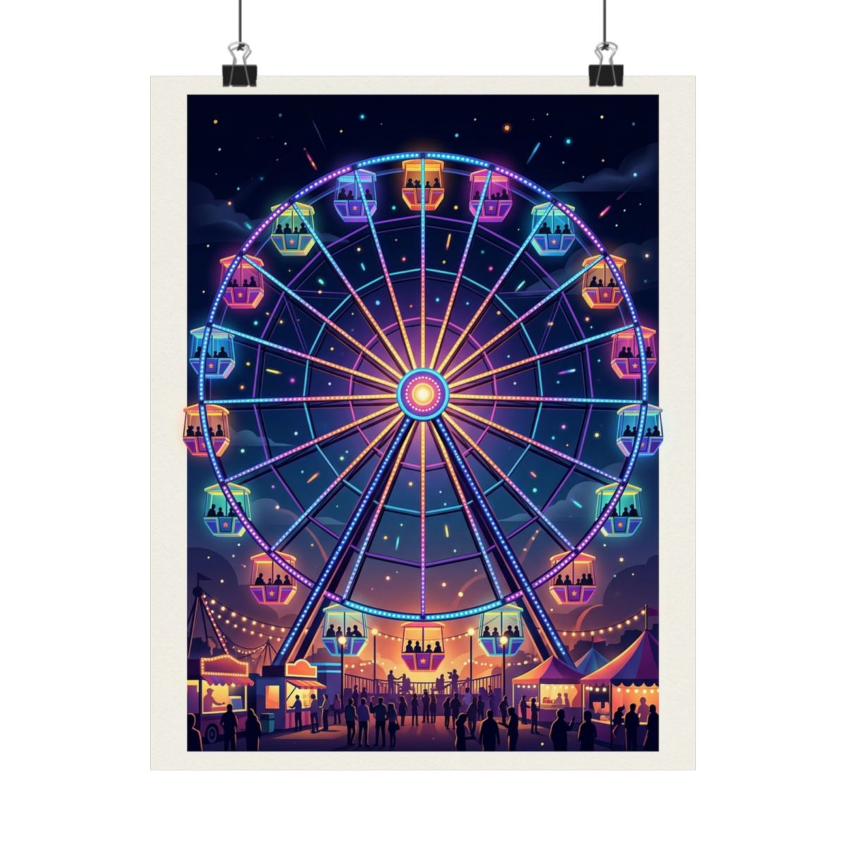 Carnival Ferris Wheel Night Lights - Poster