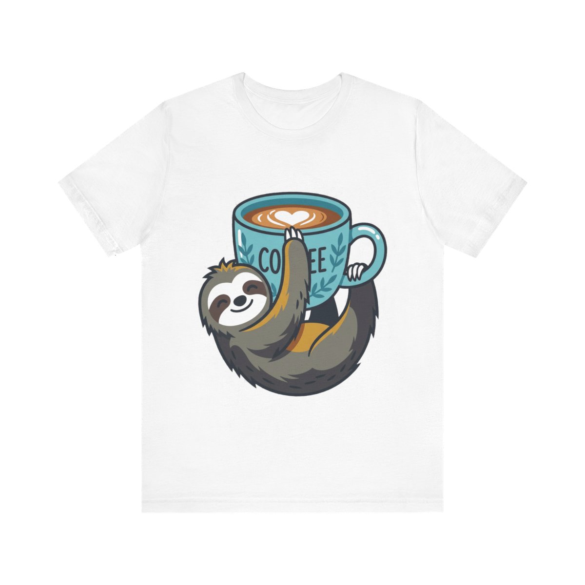 Cute Sloth Hanging On Coffee Cup - Tshirt