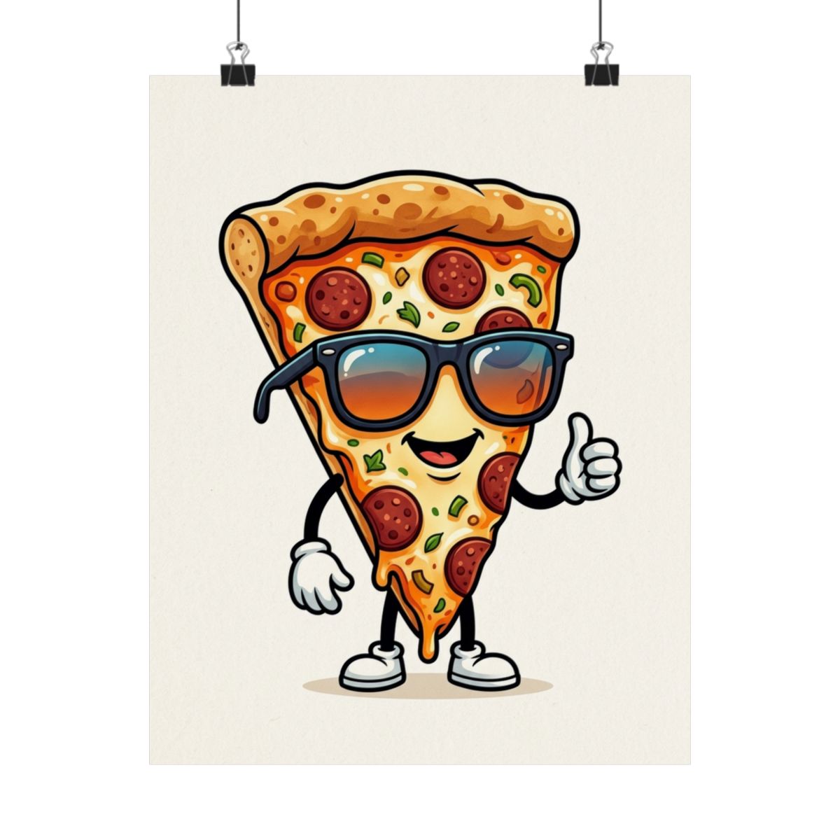 Funny Pizza Slice Wearing Sunglasses - Poster
