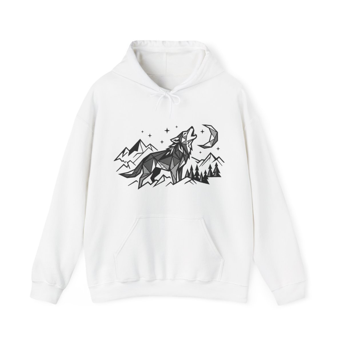 Minimalist Geometric Wolf Howling - Hoodie