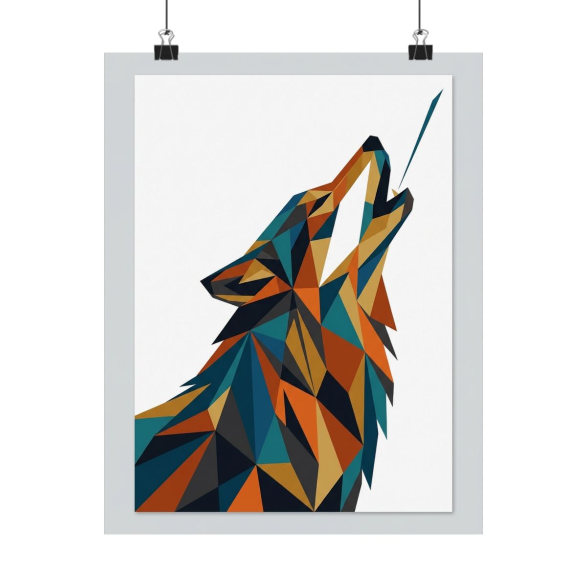 Minimalist Geometric Wolf Howling - Poster