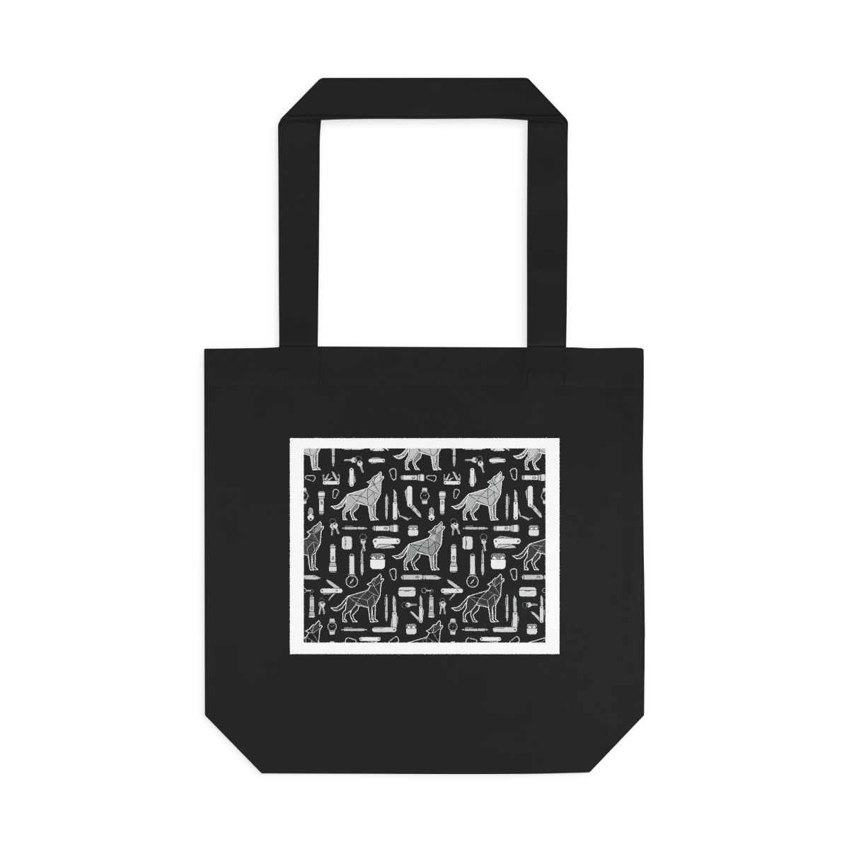 Minimalist Geometric Wolf Howling - Tote Bag
