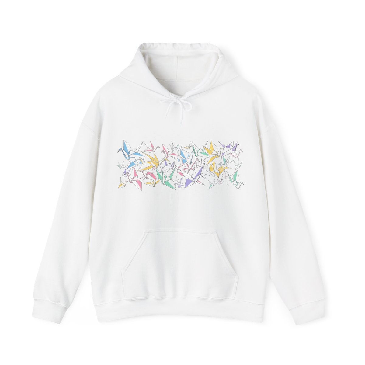 Origami Paper Crane Flock In Pastel - Hoodie