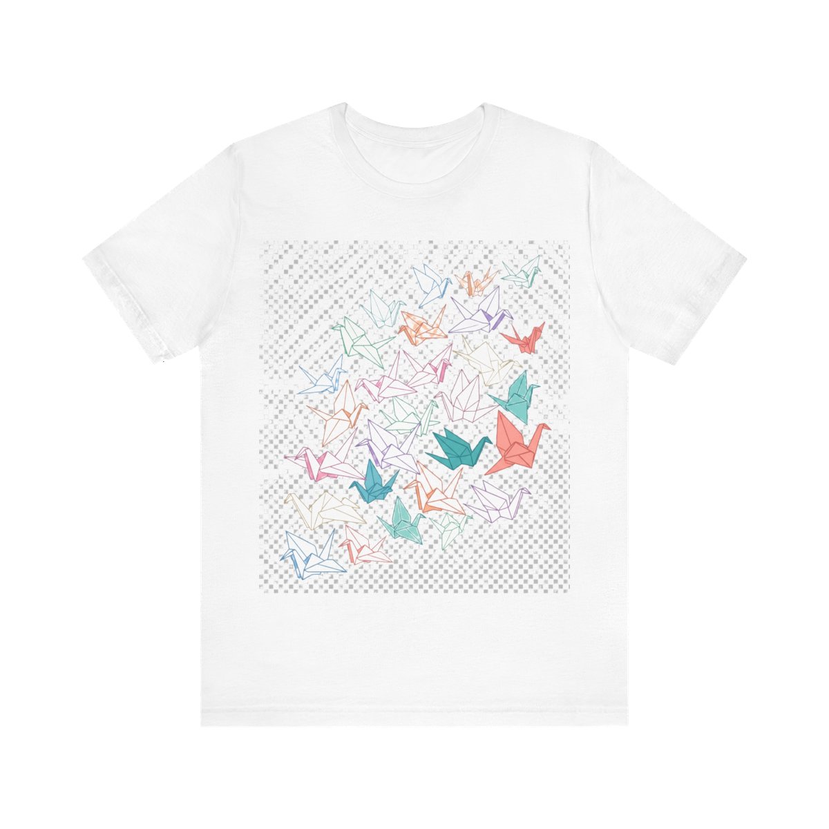 Origami Paper Crane Flock In Pastel - Tshirt