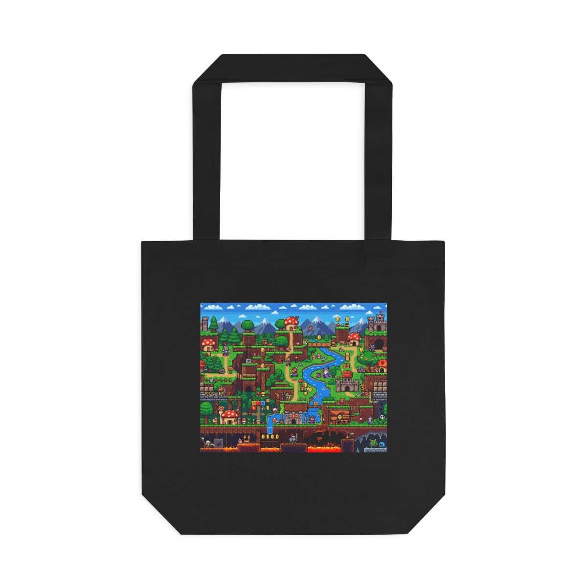 Pixel Art Retro Gaming Landscape - Tote Bag