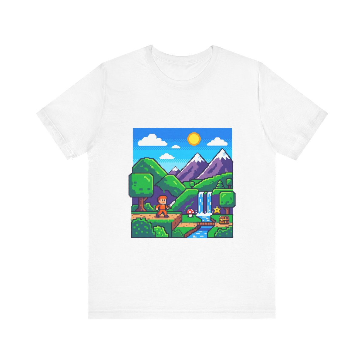 Pixel Art Retro Gaming Landscape - Tshirt
