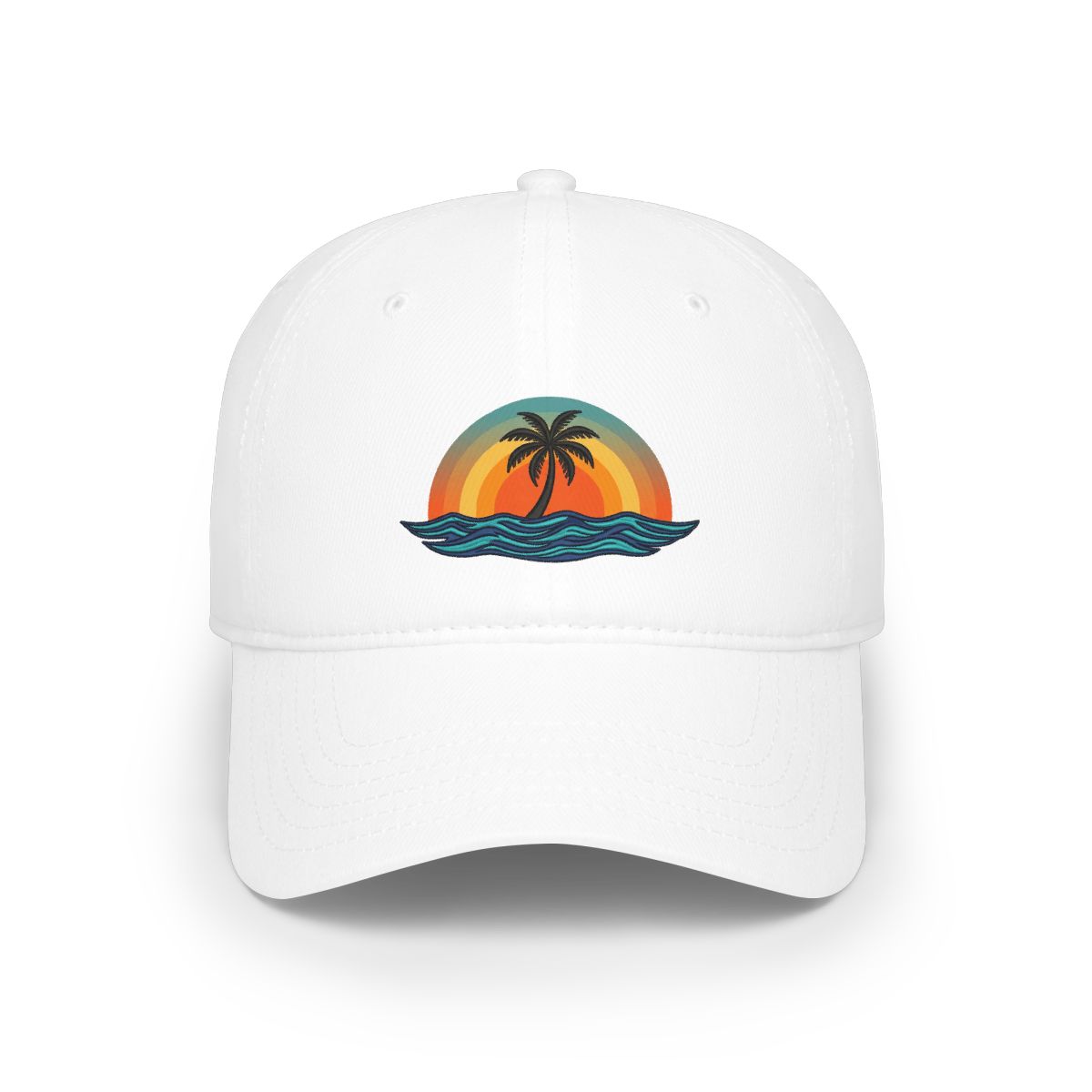 Retro Sunset Palm Tree Ocean - Cap
