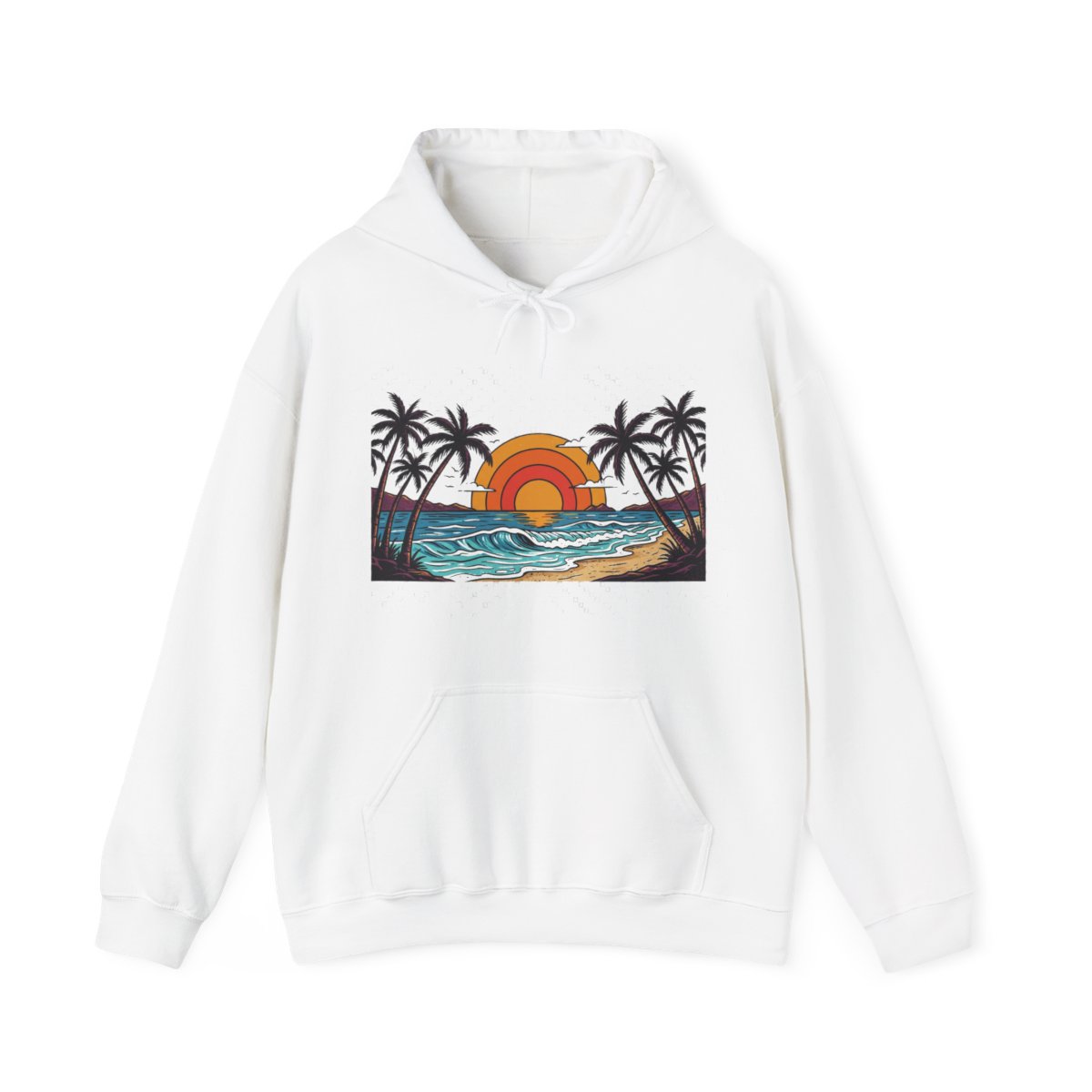 Retro Sunset Palm Tree Ocean - Hoodie