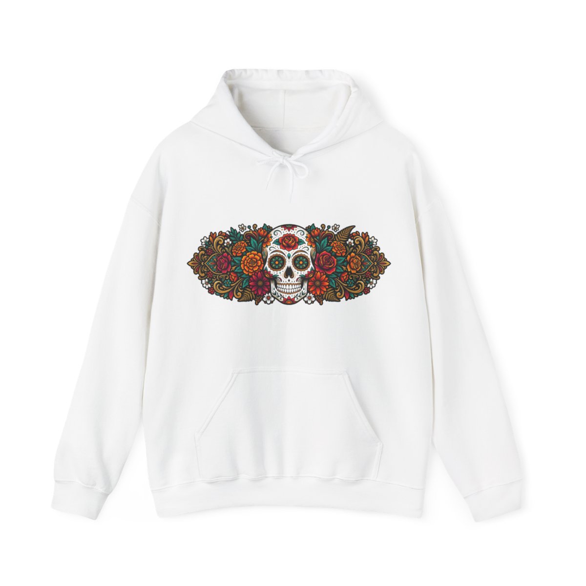 Skull With Flowers Day Of The Dead - Hoodie