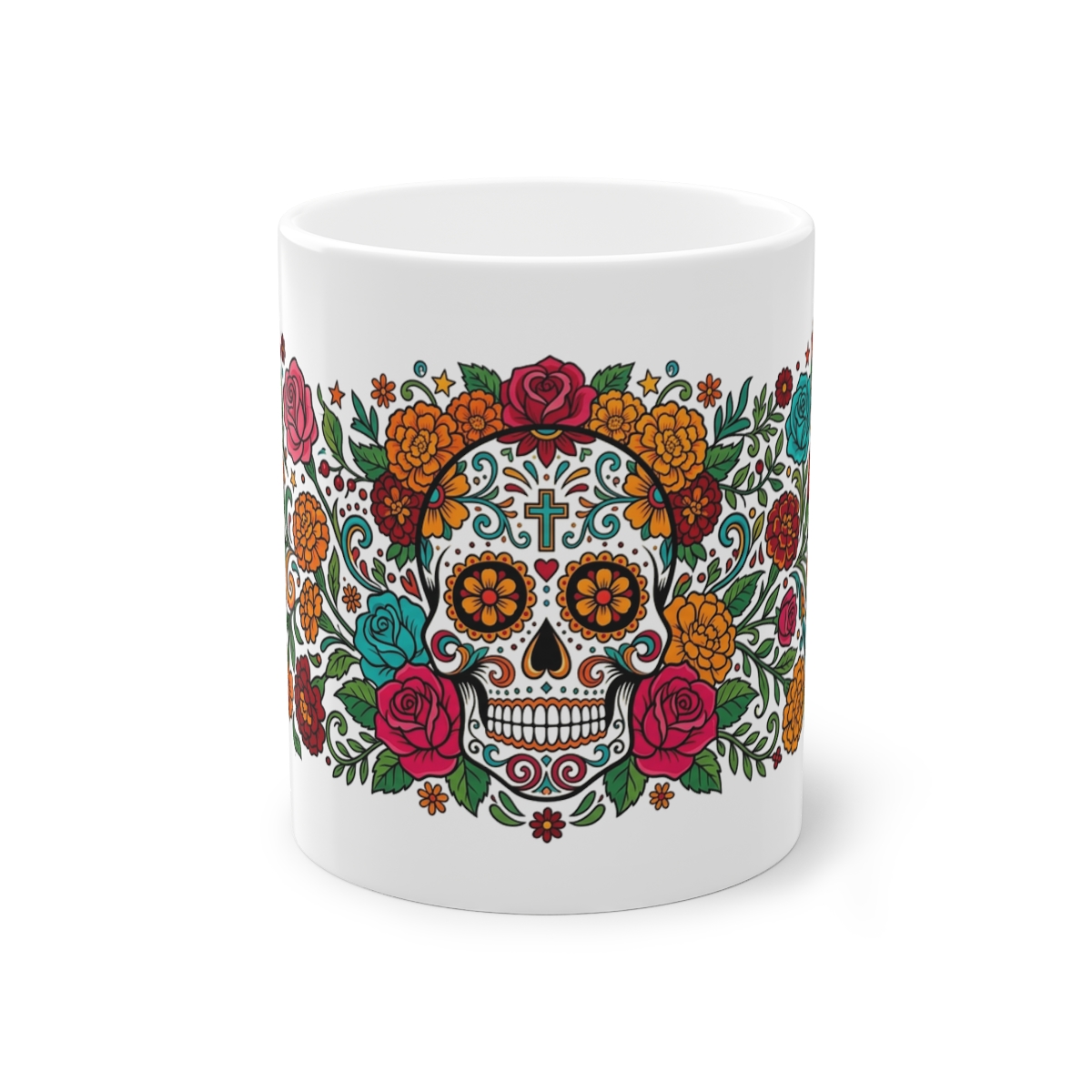 Skull With Flowers Day Of The Dead - Mug