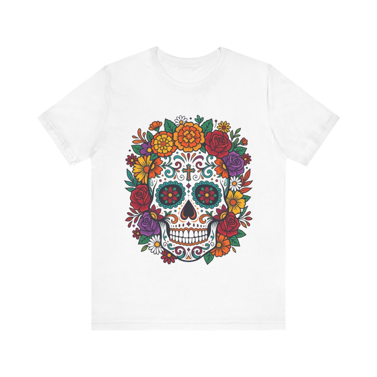 Skull With Flowers Day Of The Dead - Tshirt