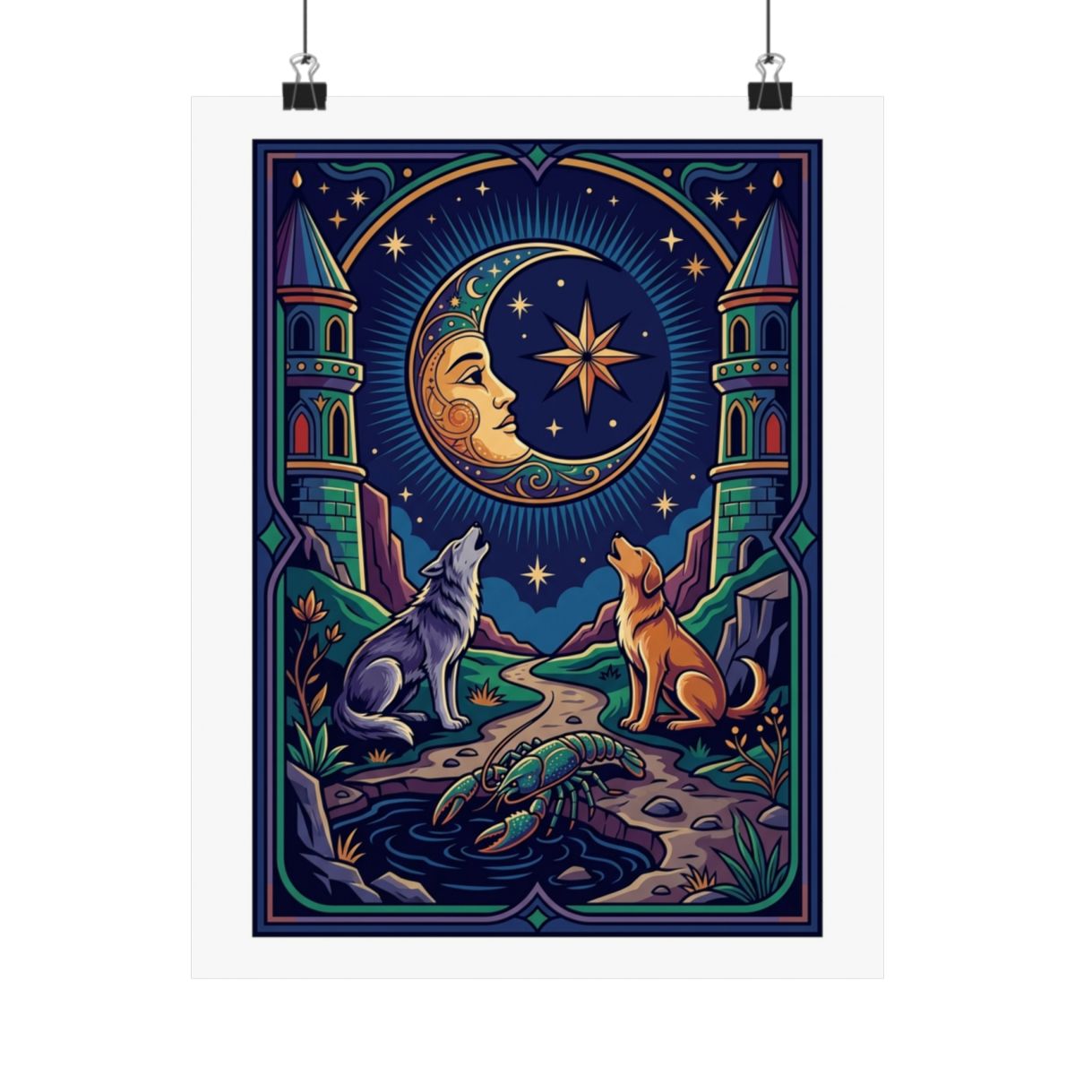 Tarot Card The Moon Mystical - Poster