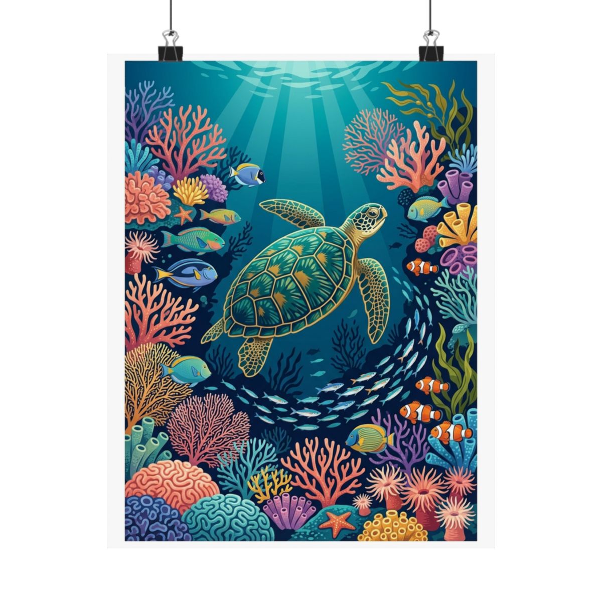 Tropical Sea Turtle Coral Reef - Poster
