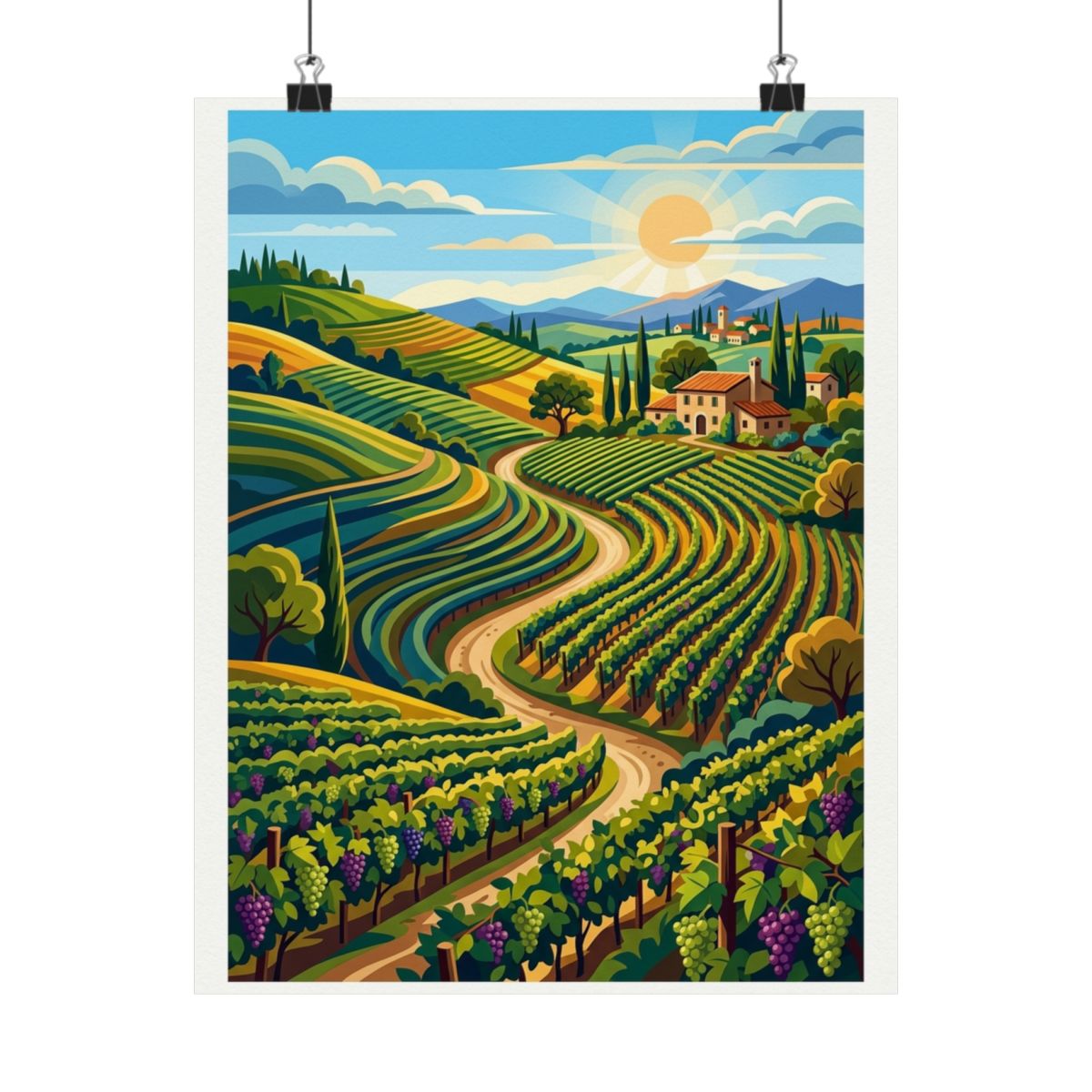 Vineyard Wine Country Rolling Hills - Poster