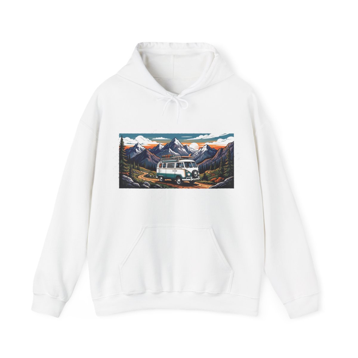 Vintage Travel Camper Van Mountains - Hoodie