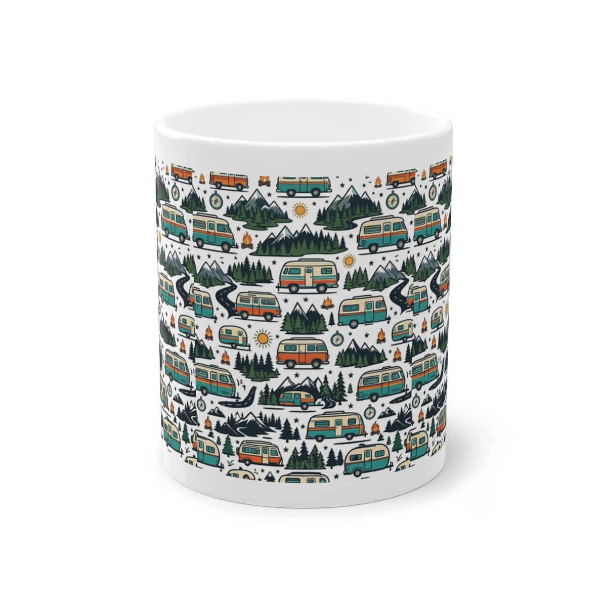 Vintage Travel Camper Van Mountains - Mug