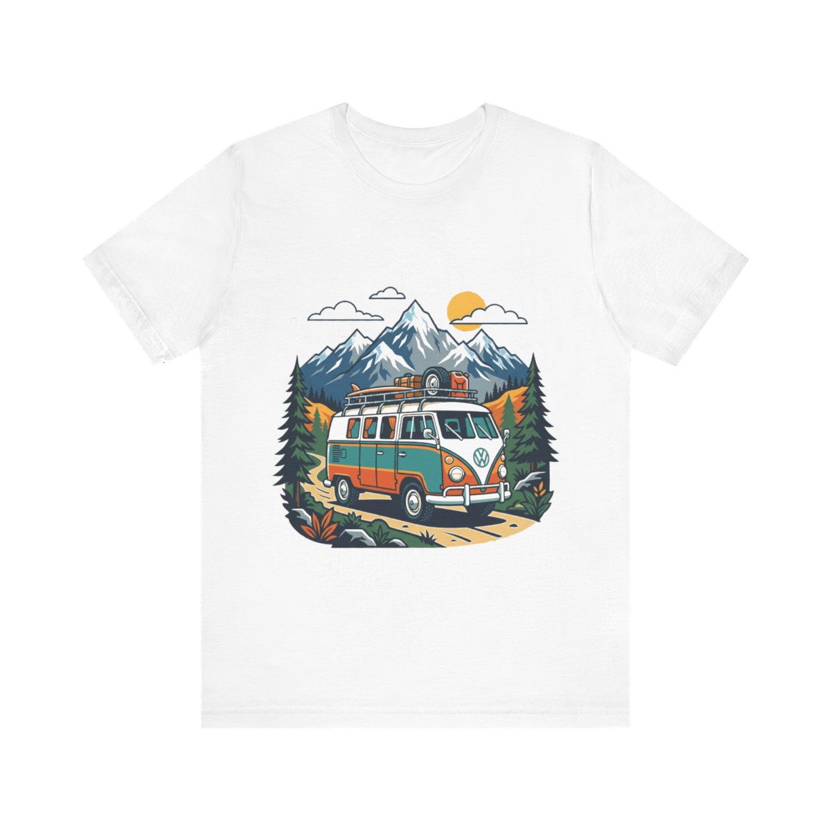 Vintage Travel Camper Van Mountains - Tshirt